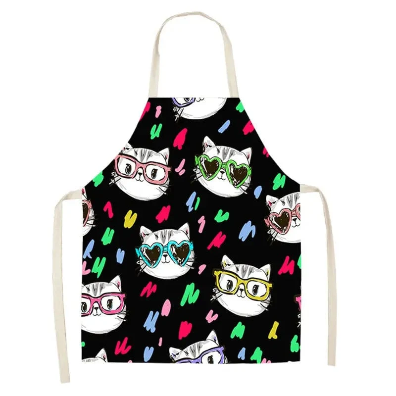 Tablier de Cuisine avec Impression de Chat Mignon, Lin Coton