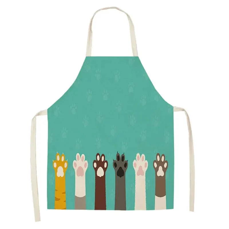 Tablier de Cuisine Chat Mignon en Lin sans Manches