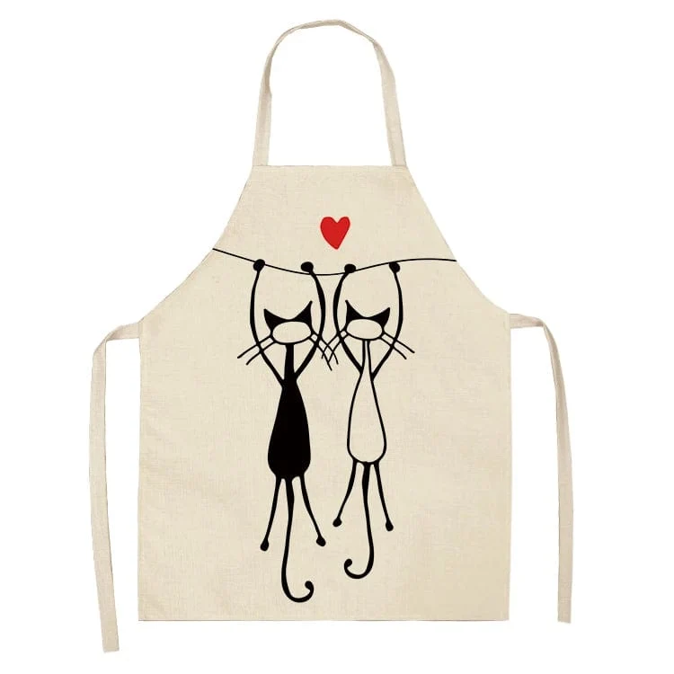 Tablier de Cuisine en Lin Imprimé Chat Japonais - Loving Cats
