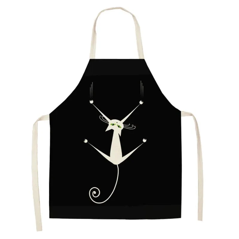 Tablier de Cuisine Dessin de Chat qui grimpe - Lin Japonais - Chat Grimpeur