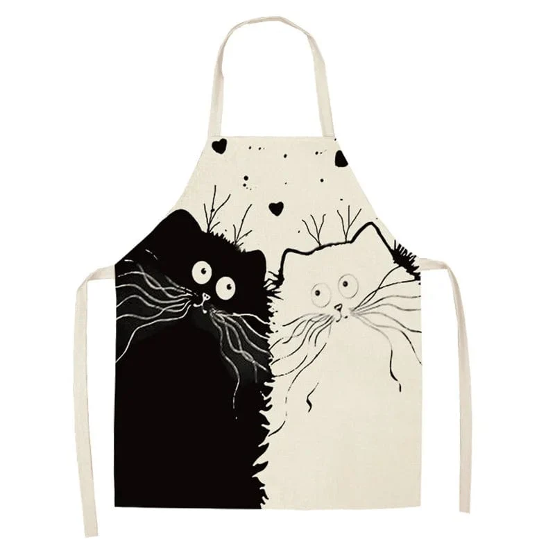 Tablier de Cuisine - Dessin de 2 Chats Amoureux