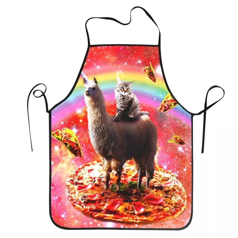 Tablier de cuisine unisexe pour adulte avec motif Space Cat Pizza Meme