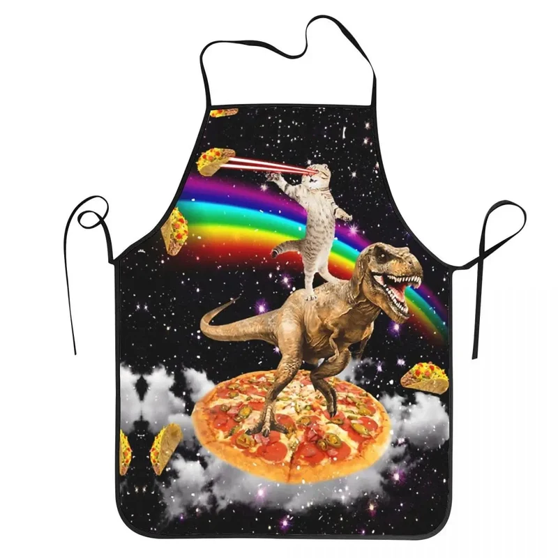 Tablier de cuisine Unisex Space Pizza Cat Meme pour Chefs - Drôle et original!