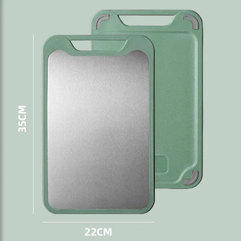 Planche à Découper Cuisine: Inox et Plastique 2 en 1 pour Viande et Légumes