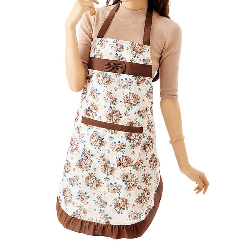 Tablier de cuisine imperméable pour femme avec poches - Floral et ajustable