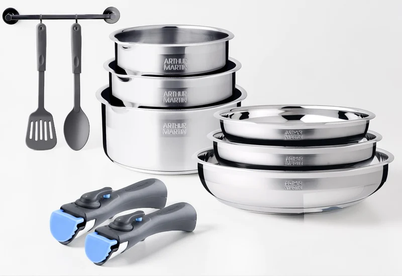 Batterie de cuisine 10 pièces tous feux dont induction acier inoxydable