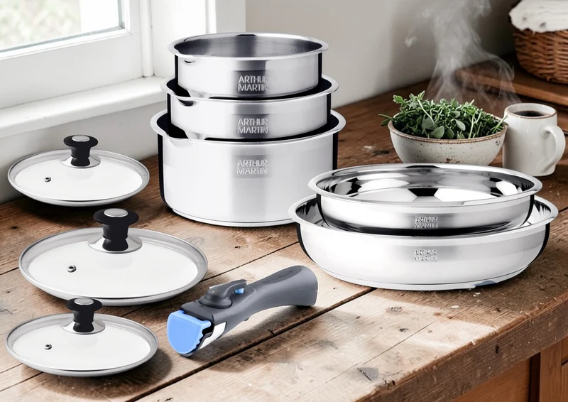 Batterie de cuisine 10 pièces tous feux dont induction acier inoxydable