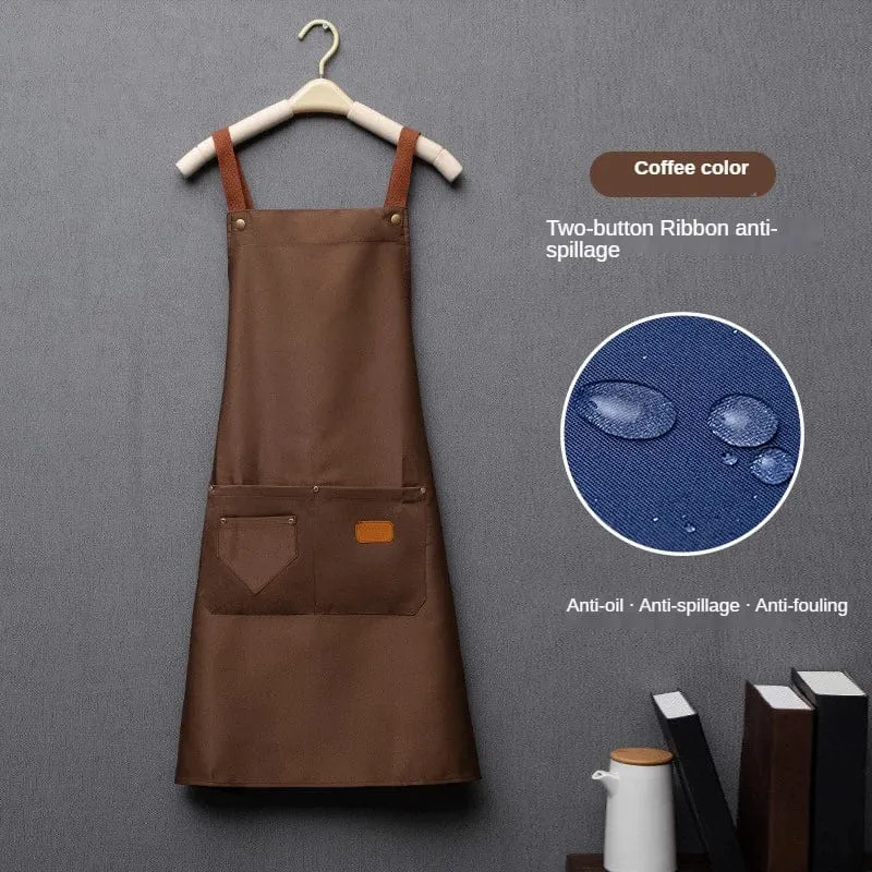 Tablier de cuisine pour homme et femme - Tablier de travail pour chef en tissu non-tissé marron