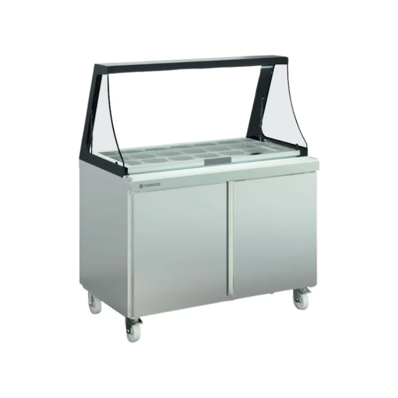 Meuble salade-bar avec vitre frontale rabattable réfrigéré positif