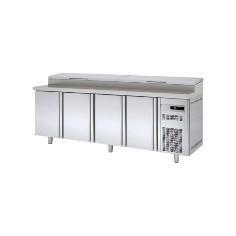 Meuble de préparation saladette bac GN 1/6 réfrigéré positif - 4 portes