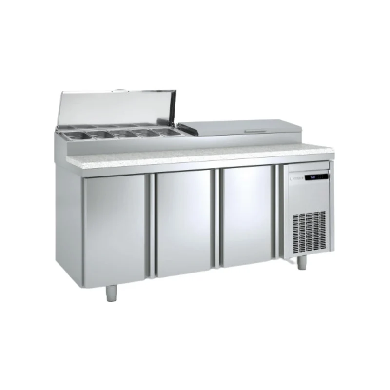 Meuble de préparation saladette bac GN 1/3 réfrigéré positif - 3 portes