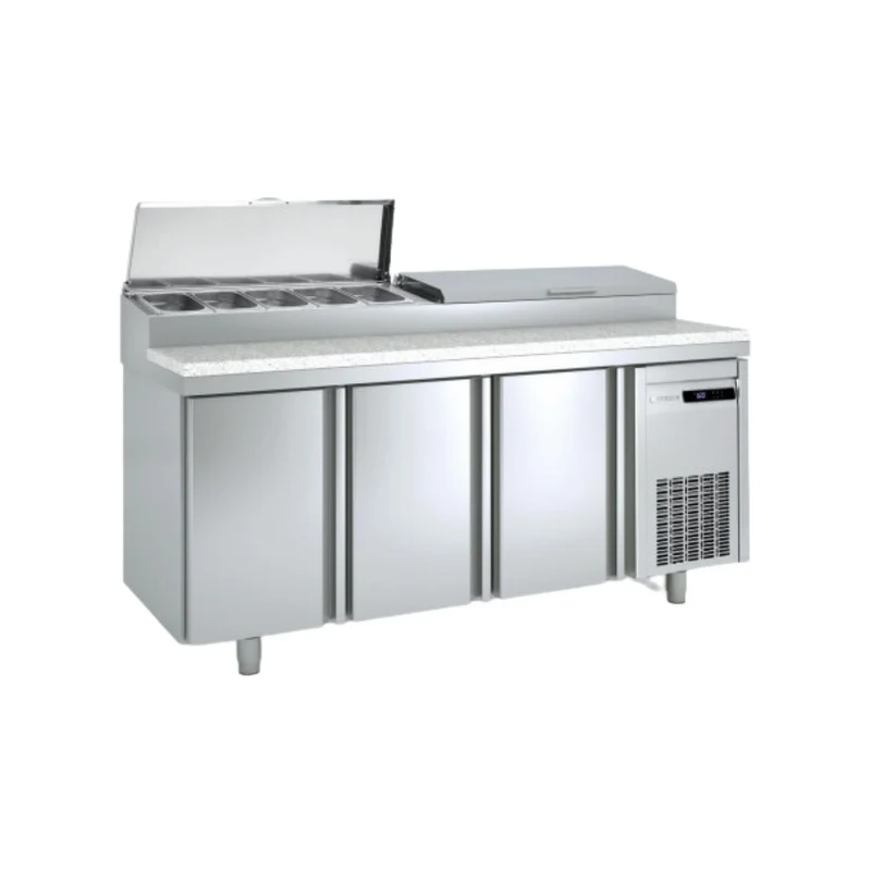 Meuble de préparation saladette bac GN 1/4 réfrigéré positif - 3 portes