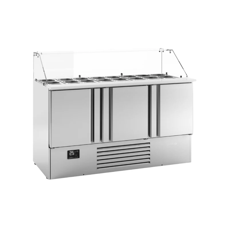 Saladette ouverte réfrigérée positive vitrée 3 portes - 355L