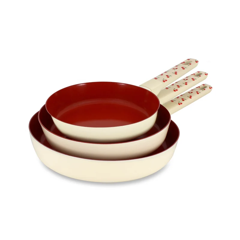 Lot de 3 poêles Cerise en aluminium