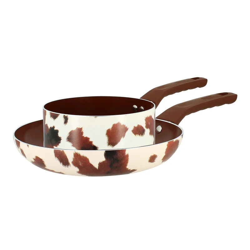 Lot de 2 pièces Vache en aluminium et revêtement céramique