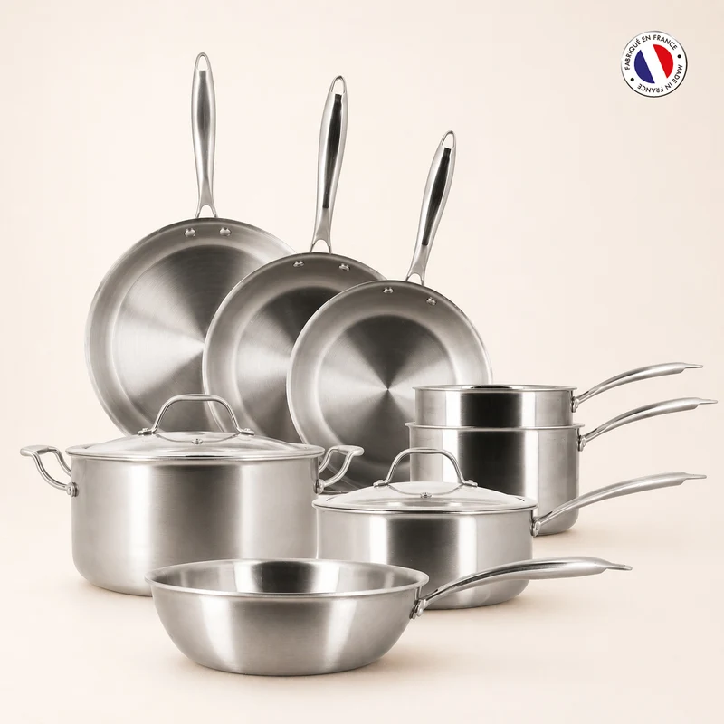 Set de 8 pièces Triply en acier inoxydable triple couche 🇫🇷