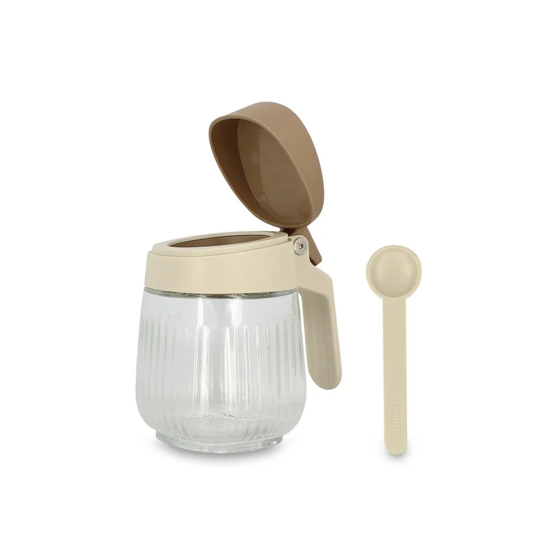 Bocal à épices en polypropylène crème et verre