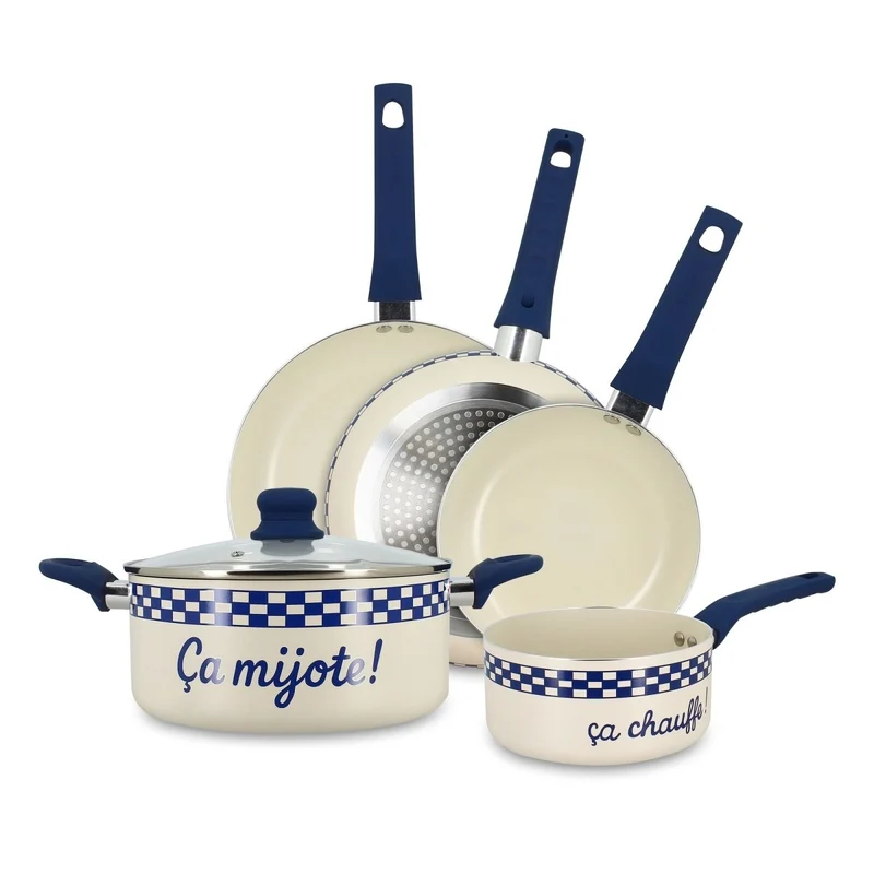 Lot de 5 pièces Ginette en aluminium recyclé avec revêtement antiadhésif sans PFAS