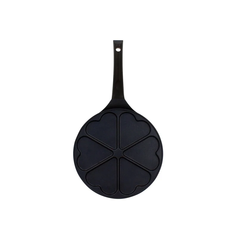 Poele à pancake en forme de cœur 26cm en aluminium 6 trous