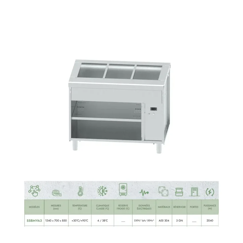 Self Service Bain Marie Sec Ventilé - Vitrocéramique - Infrico