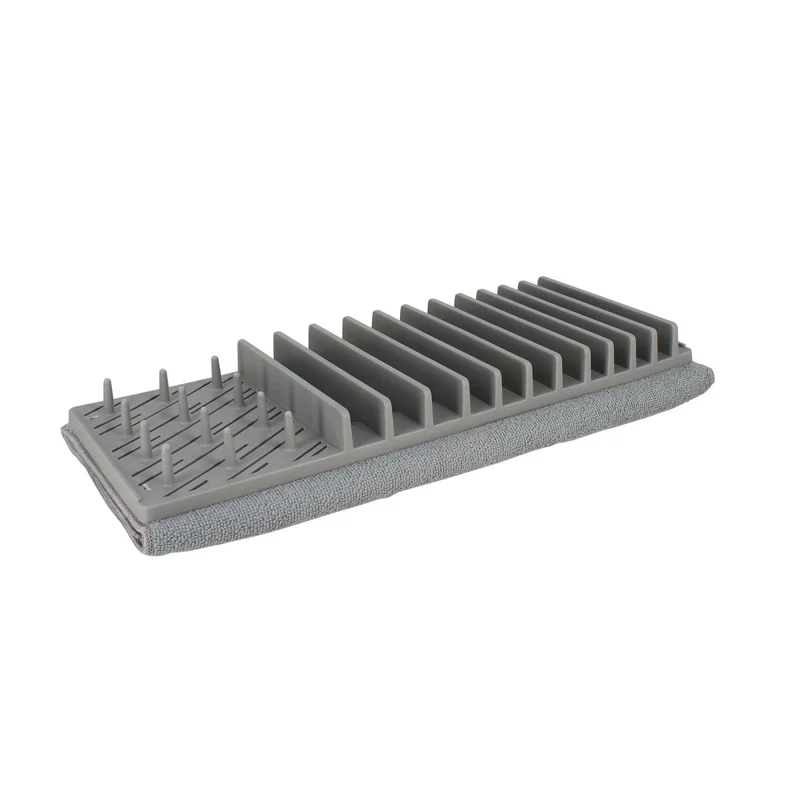 Égouttoir à Vaisselle Polypropylène & Tapis Polyester Gris