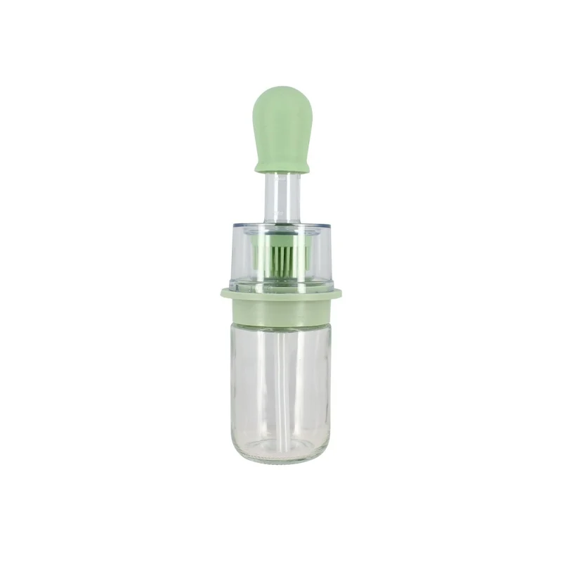 Bouteille d'huile avec brosse 18 cl en verre et silicone