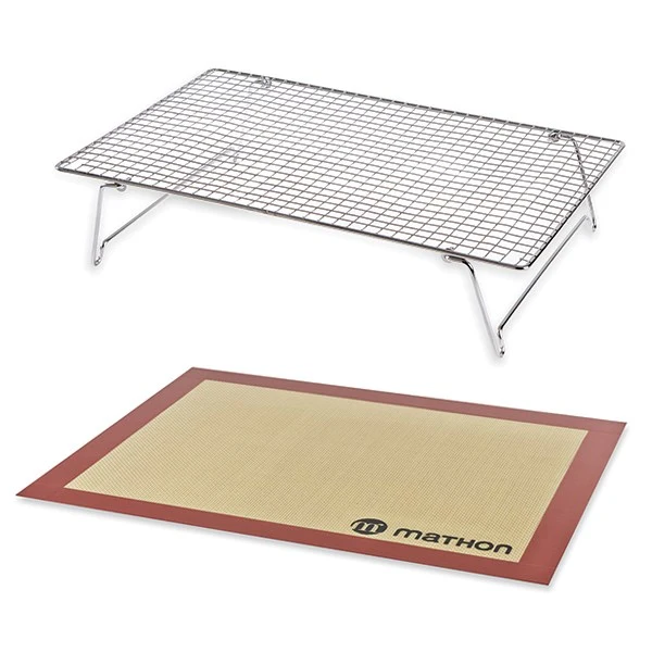 Lot Volette rectangulaire en inox avec tapis de cuisson en silicone Mathon