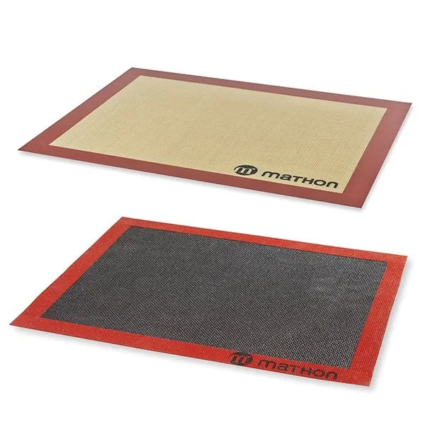 Lot tapis de cuisson et tapis de cuisson perforé silicone et fibre de verre 40 cm Mathon