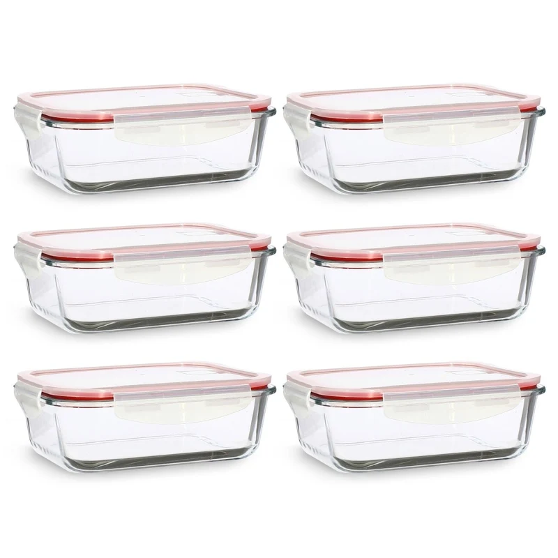 Lot de 6 boîtes hermétiques Clémentine rectangulaire 1040mL