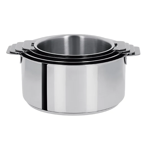 Set 4 casseroles inox Mutine sans manche 14, 16, 18 et 20 cm Cristel