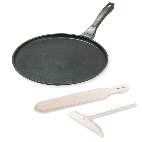 Lot crêpière revêtement anti adhérent 28 cm et kit crêpes Mathon