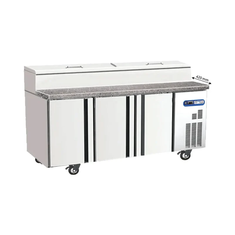 Table à Pizza 3 Portes PRESTIGE avec Kit Intégré 10 x GN1/3 - Granit