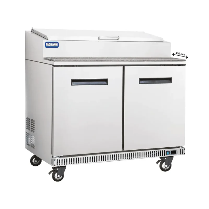 Table à Pizza 2 Portes PRESTIGE avec Kit Intégré 6 x GN1/3-Granit