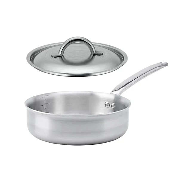 Lot sauteuse bord droit tout inox Alchimy 24 cm et couvercle De Buyer