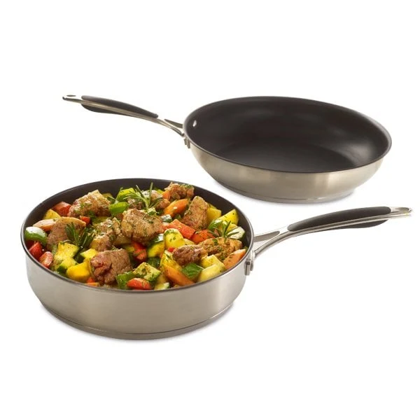 Lot poêle et sauteuse inox antiadhérentes Excell'Inox 24 cm Mathon