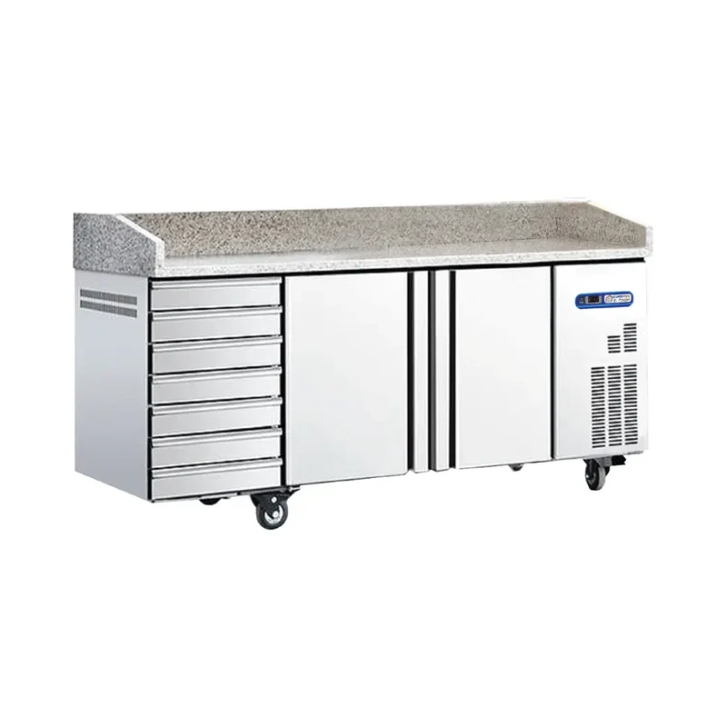 Table à Pizza 2 Portes avec 7 Tiroirs PRESTIGE - Granit