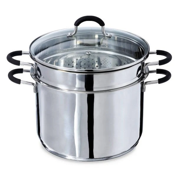 Lot marmite haute inox Rapid Cook avec couvercle et élément vapeur 26 cm 8,5 L Mathon