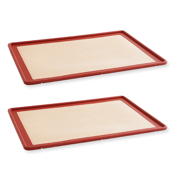 Lot 2 tapis plaque de cuisson en silicone et fibre de verre structure acier 39,7 x 29,5 cm Mathon