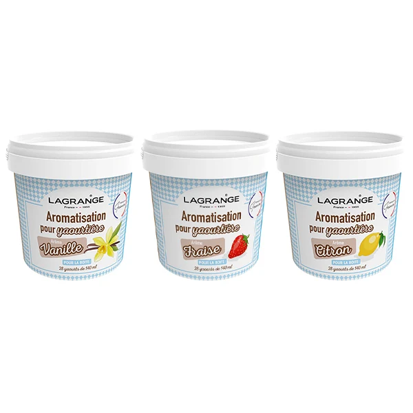 Lot 3 arômes pour yaourts Vanille, Fraise et Citron Lagrange