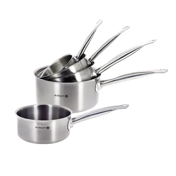 Lot 5 casseroles inox Prim'Appety 12, 14, 16, 18 et 20 cm De Buyer
