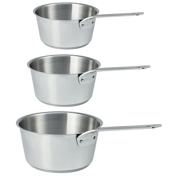 Lot 3 casseroles inox 1826 16, 18 et 20 cm Cristel