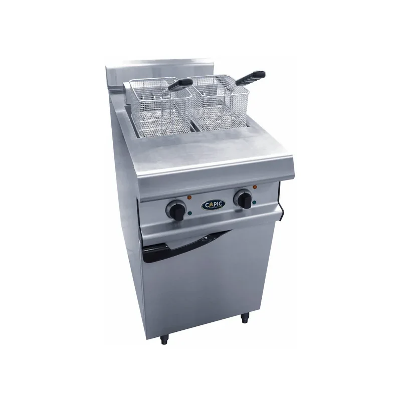 Friteuse électrique 2 cuves de 8L sur placard 6kW x 2