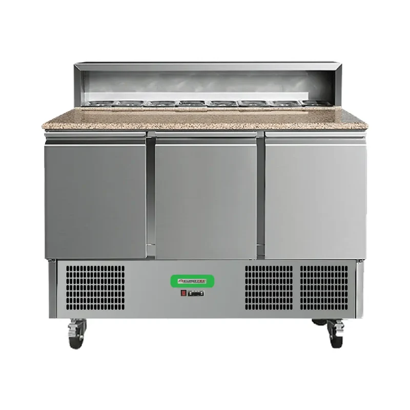 Saladette Réfrigérée Compacte 3 Portes TOP - Avec Plan de Travail Granit - Profondeur 700 mm