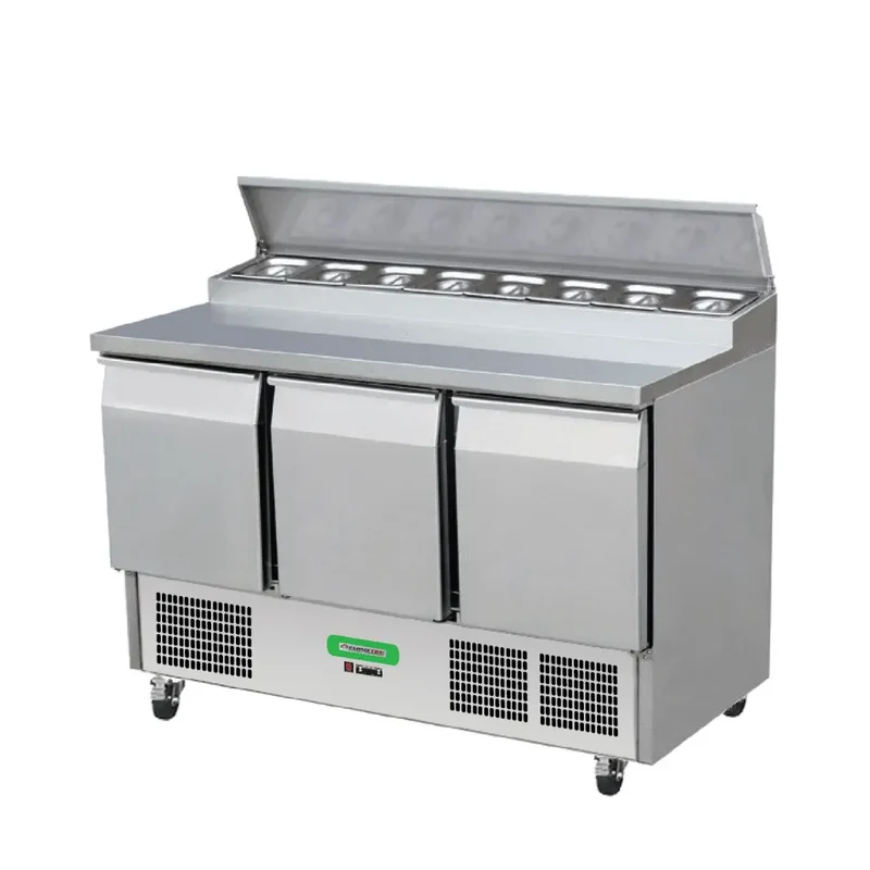 Saladette Réfrigérée Compacte 3 Portes TOP - Avec Plan de Travail Inox - Profondeur 700 mm