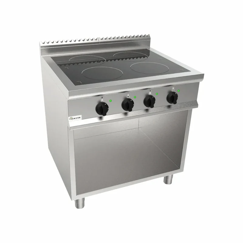 Cuisinière à induction 4 feux sur meuble ouvert