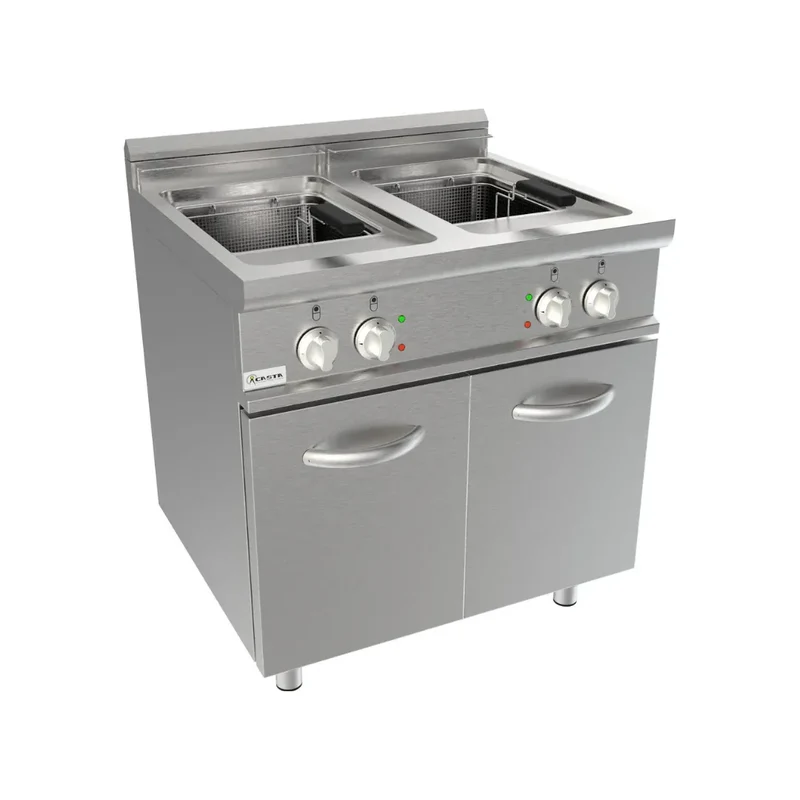 Friteuse électrique sur meuble avec porte 2x17L 33kW