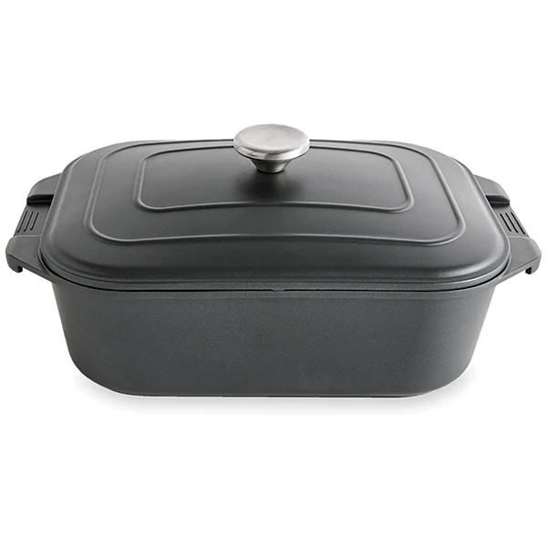 Grande cocotte légère rectangulaire en fonte d’aluminium 34,5 cm 7,7 L coloris noir Mathon