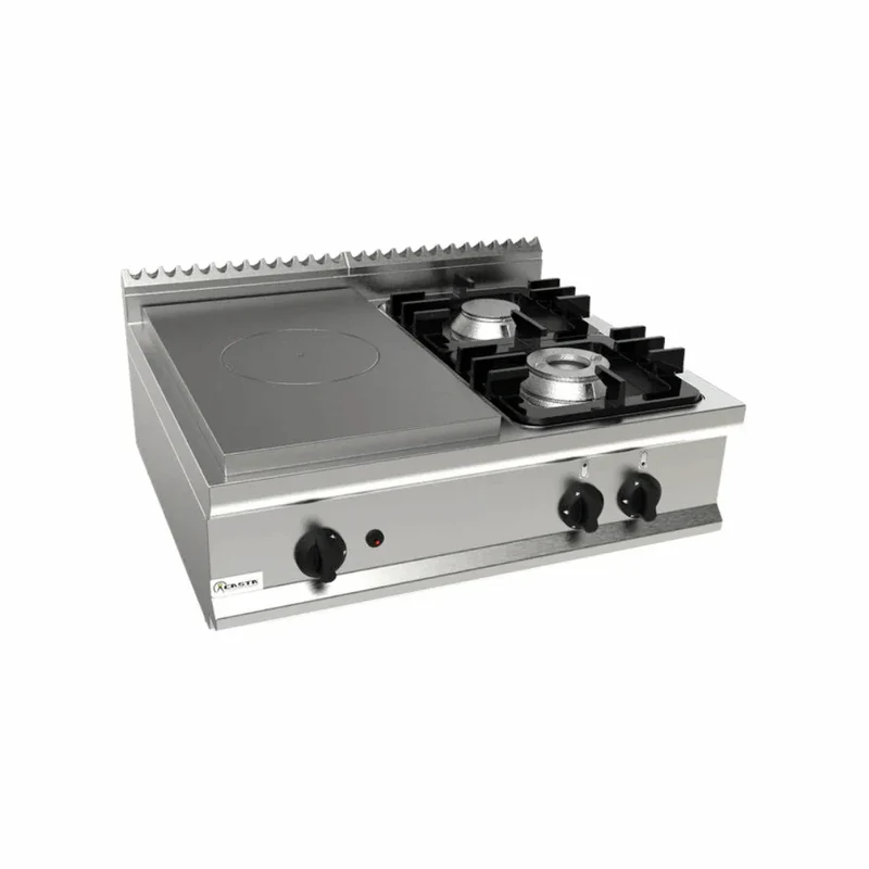 Cuisinière 2 feux + plaque coup de feu à gaz à poser