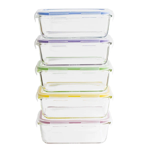 Set de 5 boîtes de conservation en verre borosilicate 850 ml Pebbly