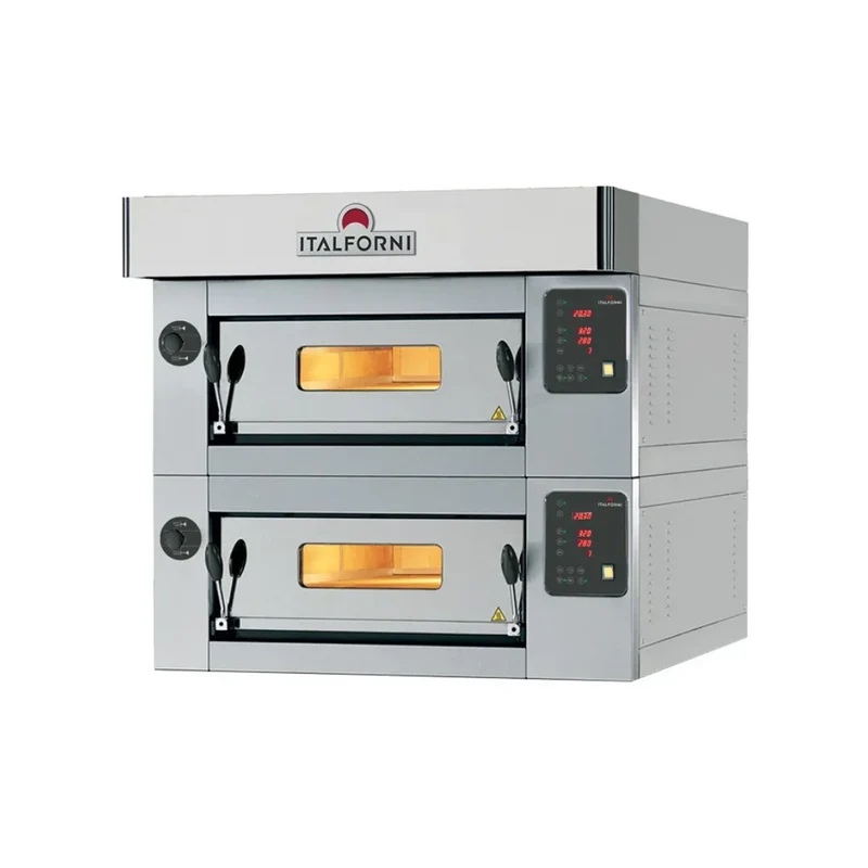 Four à pizza 2 niveaux digitales - 12 pizzas - Finition inox - 1000x1430x960mm